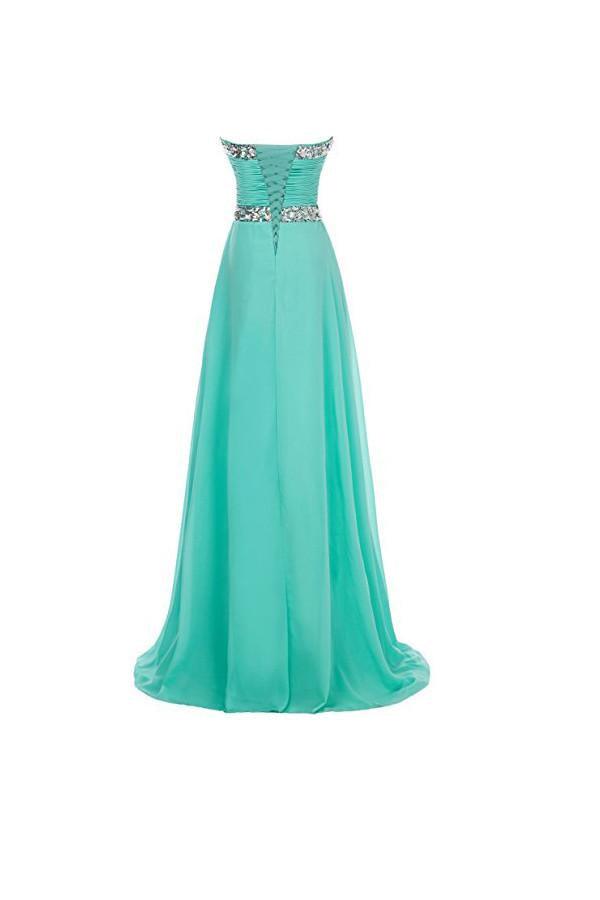 Vestido de fiesta largo de gasa corte A, vestido de noche con cuentas de cristal PG250