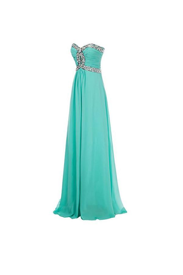 Vestido de fiesta largo de gasa corte A, vestido de noche con cuentas de cristal PG250