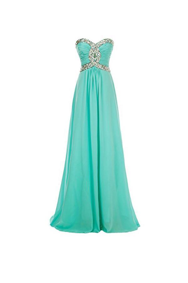 Vestido de fiesta largo de gasa corte A, vestido de noche con cuentas de cristal PG250