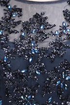 Vestidos de fiesta de tul con cristales, corte en A, manga larga, tallas grandes, hasta el suelo