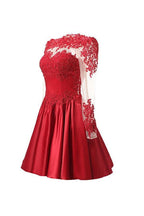 Vestidos de fiesta de línea A con mangas largas y apliques PG088