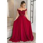 Vestido de encaje de talla grande con hombros descubiertos y corte en A para la madre del pájaro 