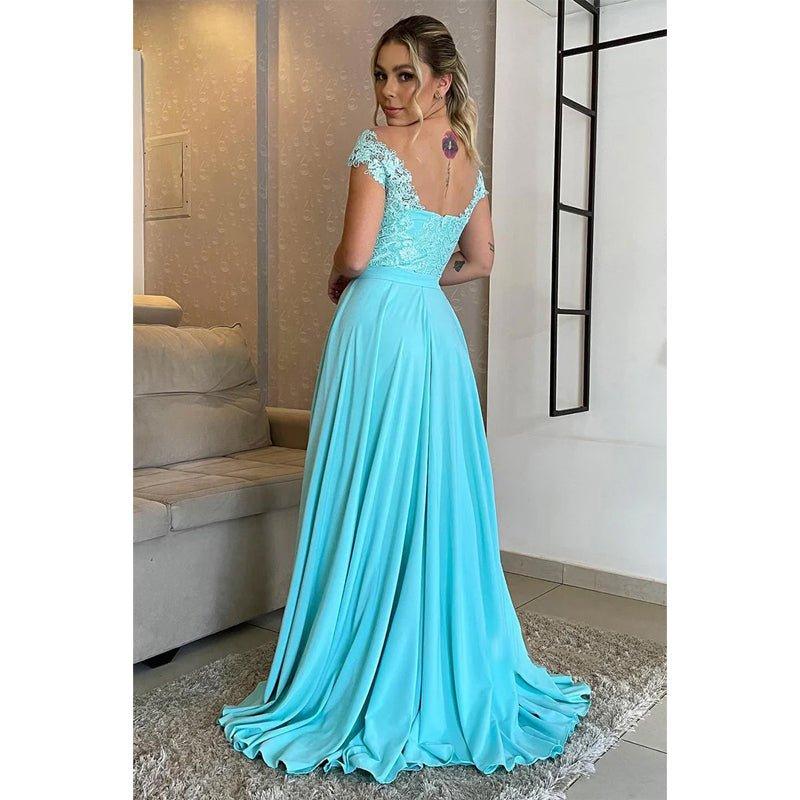 Vestido de encaje de talla grande con hombros descubiertos y corte en A para la madre del pájaro 