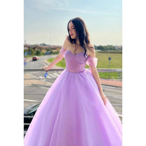 Vestido de fiesta formal de noche, corte en A, hombros descubiertos, tul, espalda descubierta, sin mangas