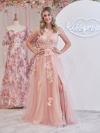 A Line One Shoulder Black Long Prom Dress with Appliques