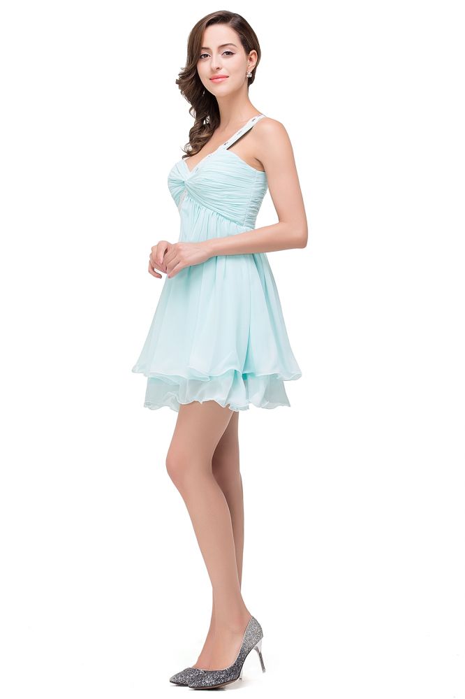 Vestido de fiesta de gasa corte A con un solo hombro