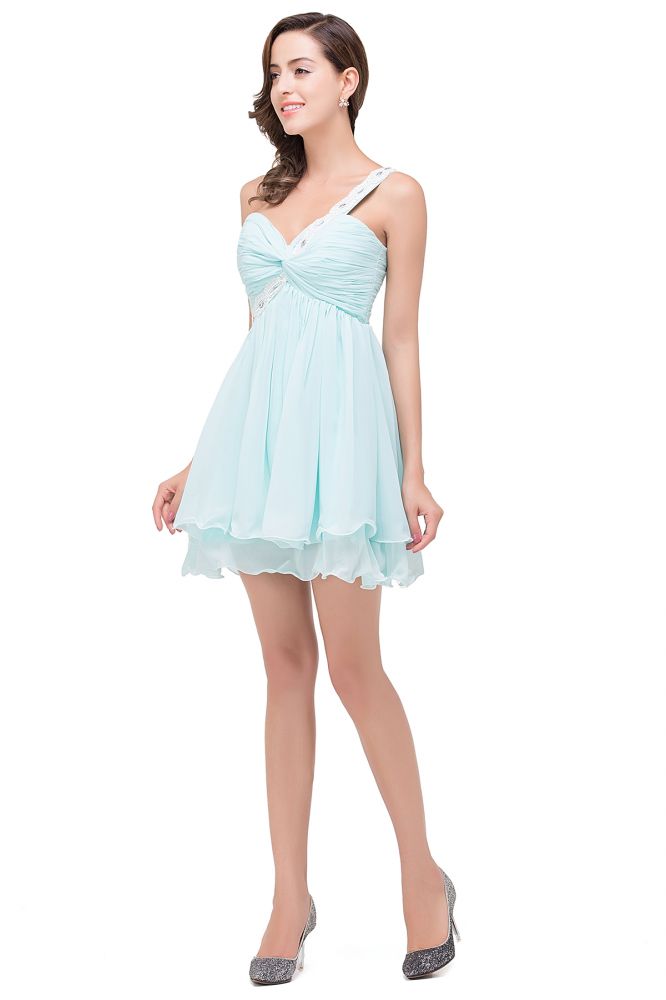 Vestido de fiesta de gasa corte A con un solo hombro