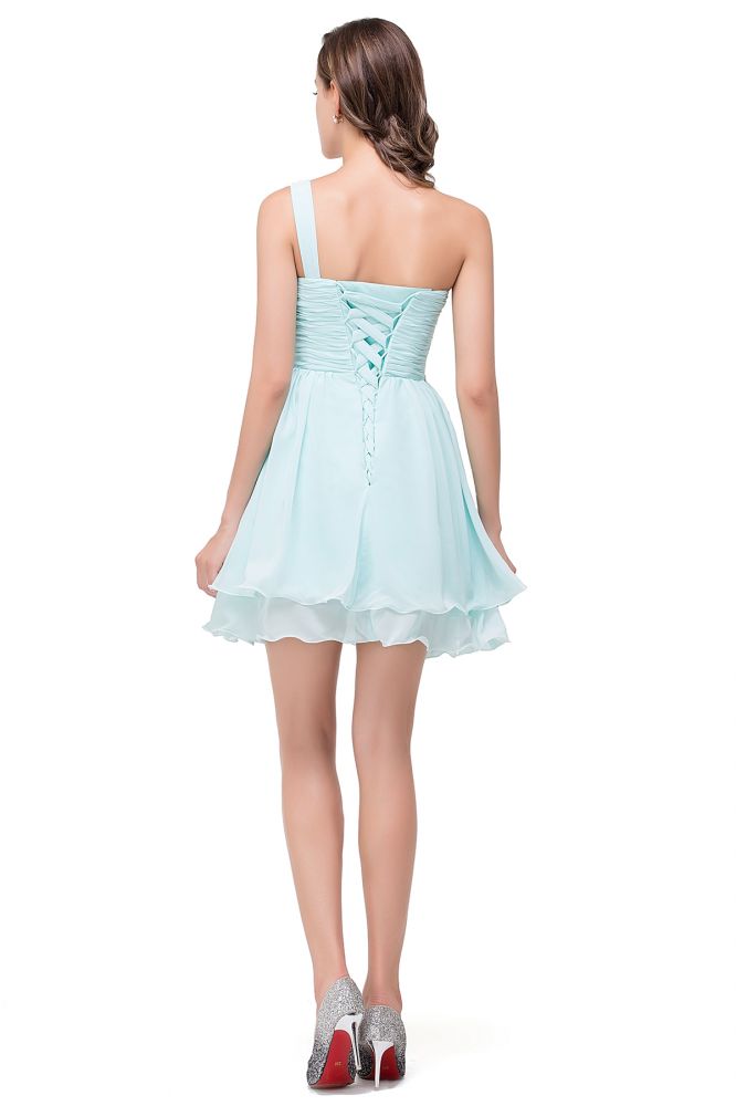 Vestido de fiesta de gasa corte A con un solo hombro