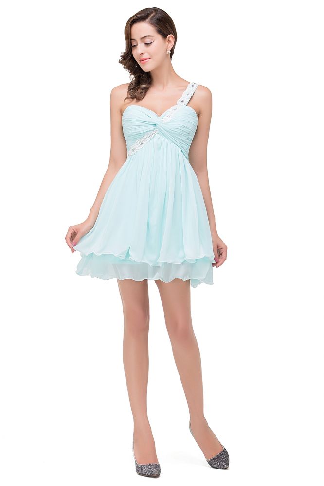 Vestido de fiesta de gasa corte A con un solo hombro
