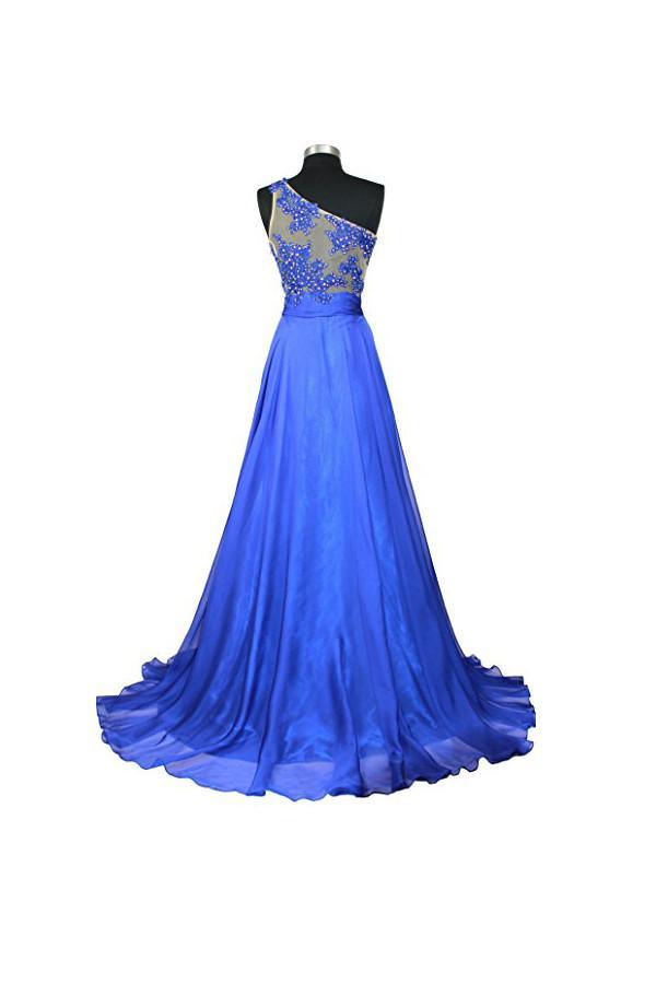 Vestidos de fiesta/noche de gasa con corte en A y un solo hombro PG260