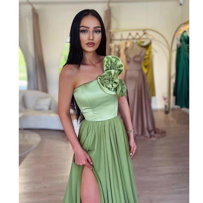 Robe de bal longue à fleurs, asymétrique, avec fente 