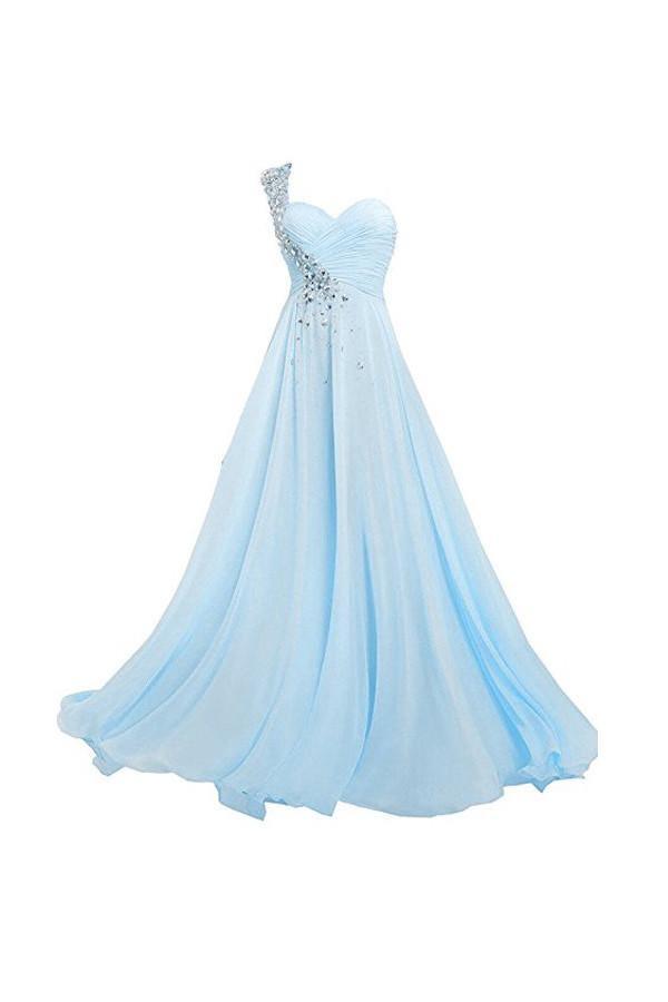 Vestido de dama de honor largo de un solo hombro estilo línea A PG266