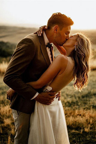 Vestidos de novia rústicos de playa, corte A, transparentes y largos hasta el suelo WD498