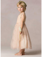 Vestidos de niña de las flores para bodas, fiesta, corte A, sin mangas, con lentejuelas y cuello joya.