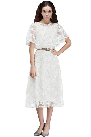 A-line Short Lace Crystal Homecoming Dress