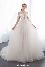 Robe de mariée ivoire en dentelle, coupe trapèze, sans manches, longueur au sol, coupe trapèze.