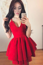 Vestido de fiesta de satén con tirantes finos y corte en A, estilo escalonado, PD069