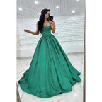 Vestido de fiesta sin mangas con tirantes, cinturón de lentejuelas y corte en A