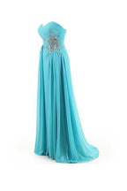 Vestido de fiesta de gasa con escote corazón y cuentas, corte en A, PG262