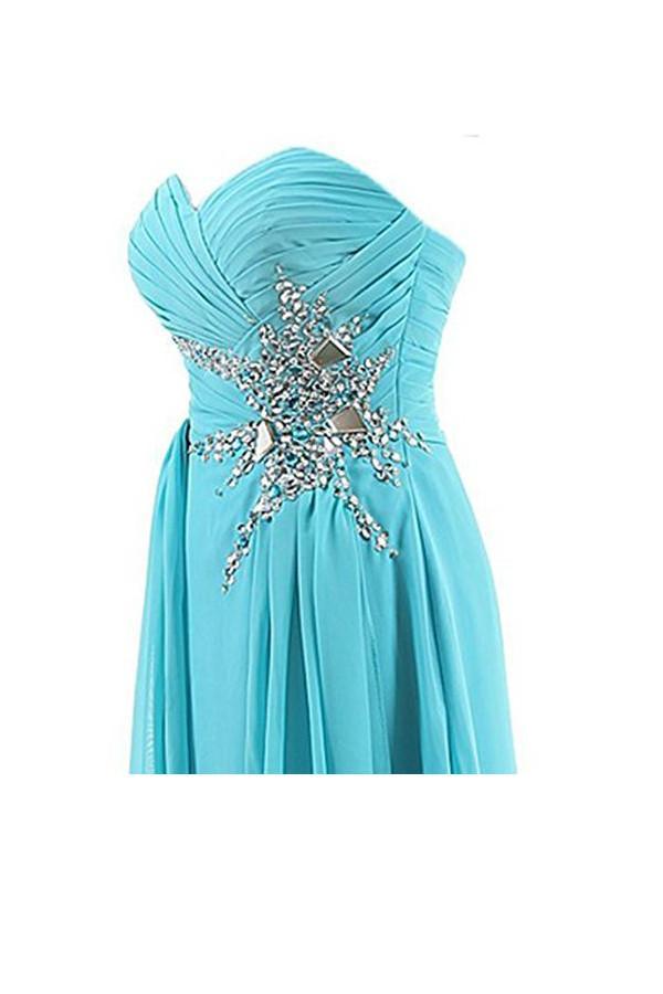 Vestido de fiesta de gasa con escote corazón y cuentas, corte en A, PG262