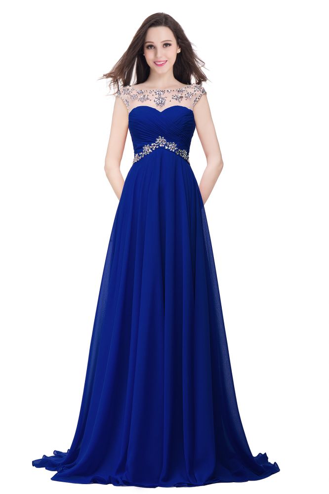 Vestido de noche de gasa con escote corazón y corte en A