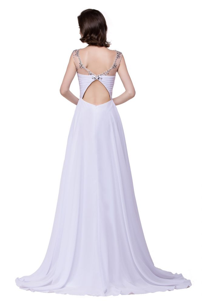 Vestido de noche de gasa con escote corazón y corte en A