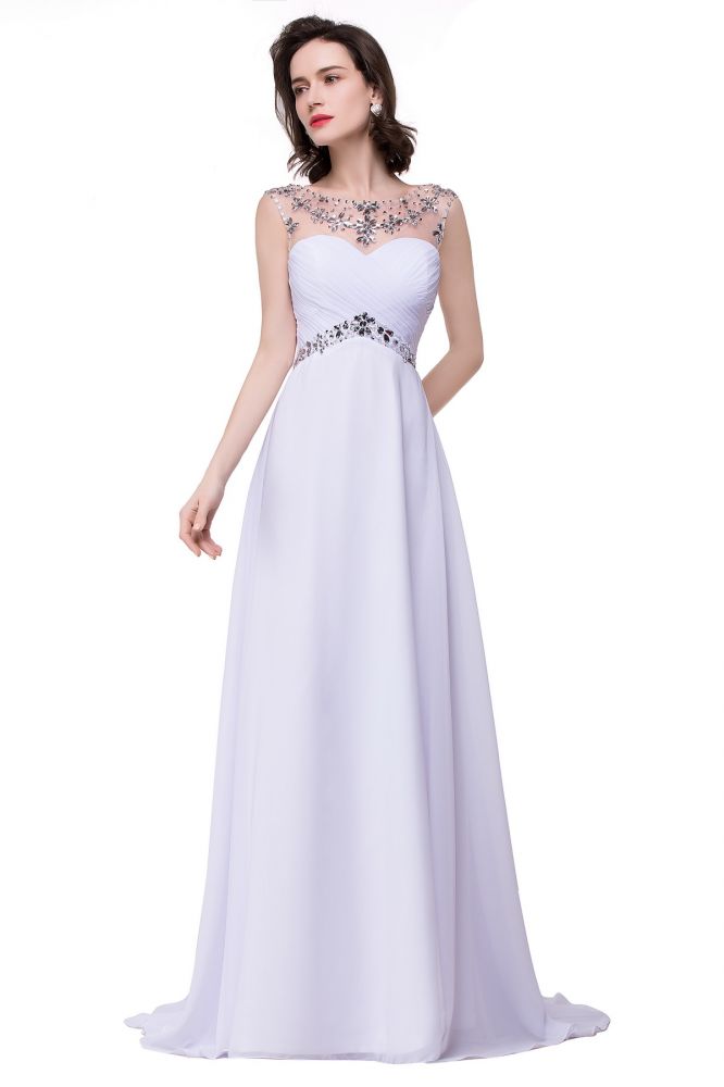 Vestido de noche de gasa con escote corazón y corte en A