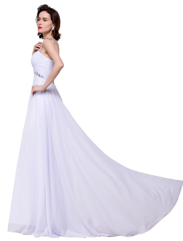 Vestido de noche de gasa con escote corazón y corte en A