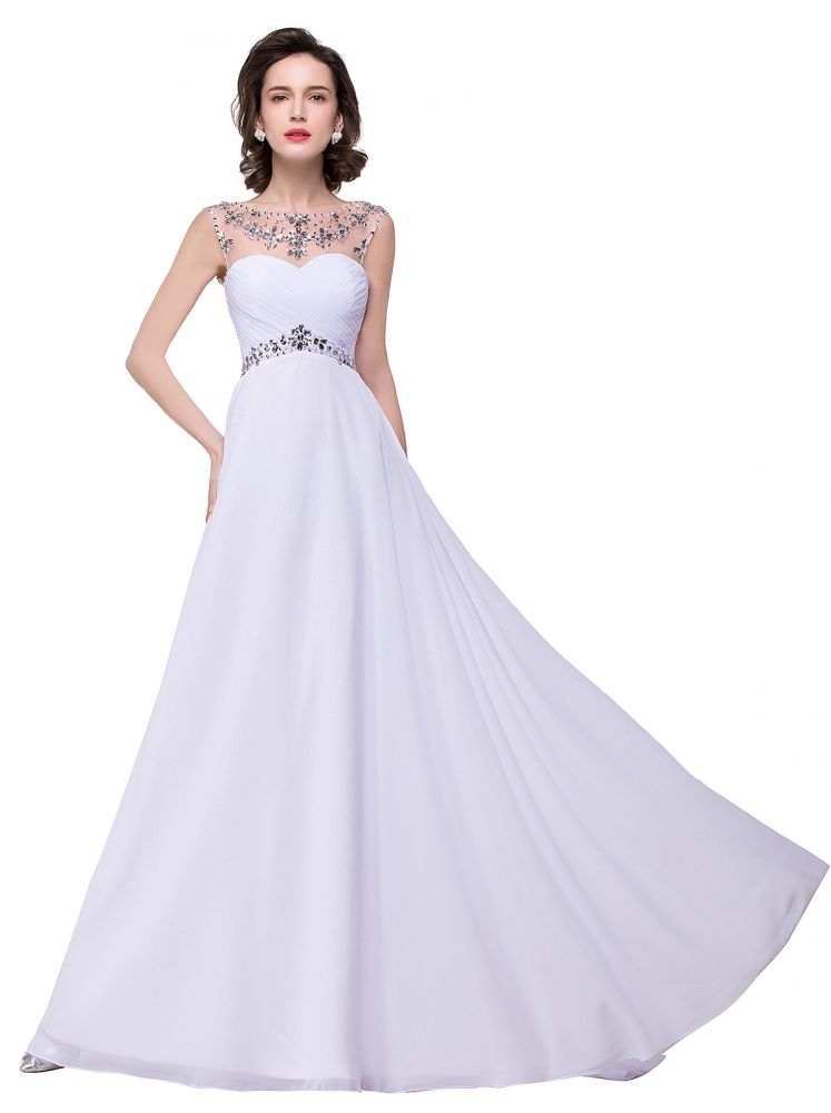 Vestido de noche de gasa con escote corazón y corte en A
