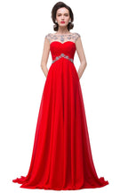 Vestido de noche de gasa con escote corazón y corte en A