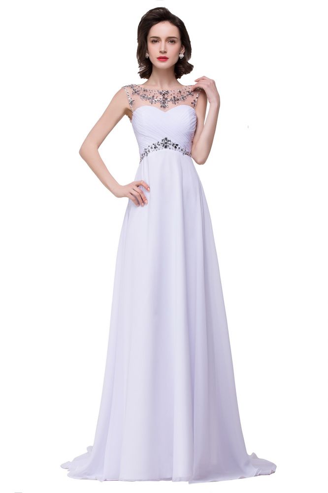 Vestido de noche de gasa con escote corazón y corte en A