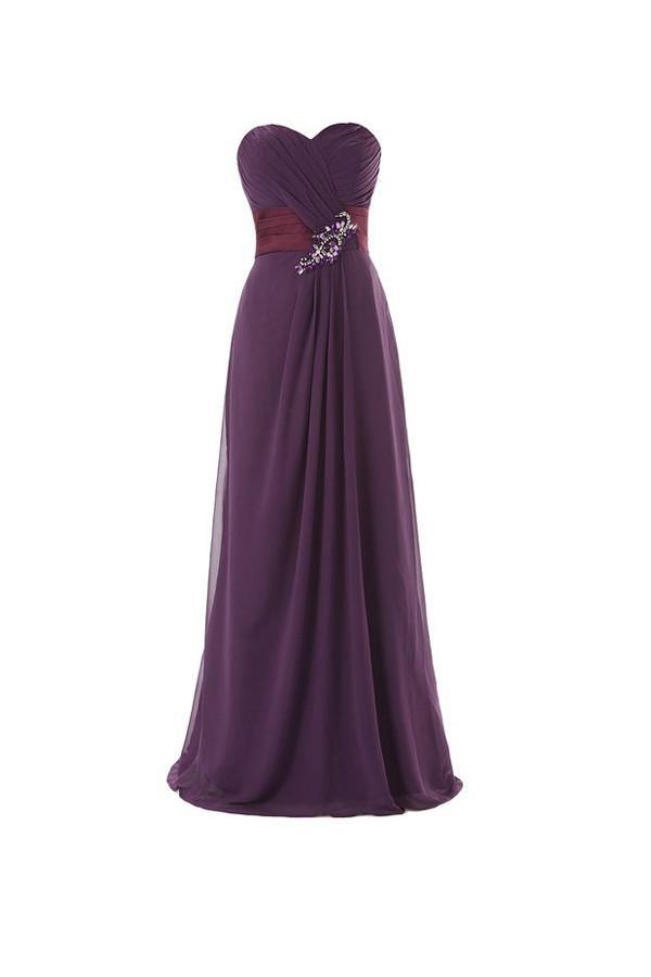 Vestido de dama de honor/baile de graduación de corte A, escote corazón y largo hasta el suelo con volantes BD020