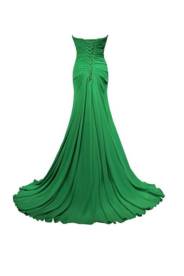 Vestidos de dama de honor de gasa con escote corazón y corte en A hasta el suelo BD021