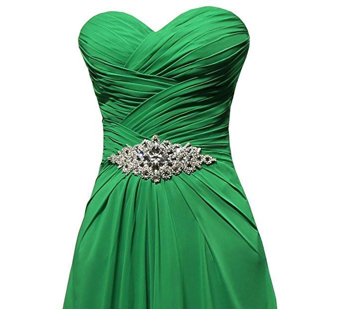 Vestidos de dama de honor de gasa con escote corazón y corte en A hasta el suelo BD021