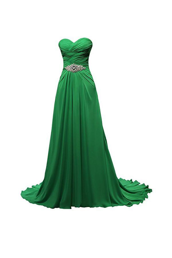 Vestidos de dama de honor de gasa con escote corazón y corte en A hasta el suelo BD021