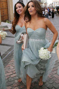 Vestido de dama de honor de tul hasta el suelo, corte en A y escote corazón BD030