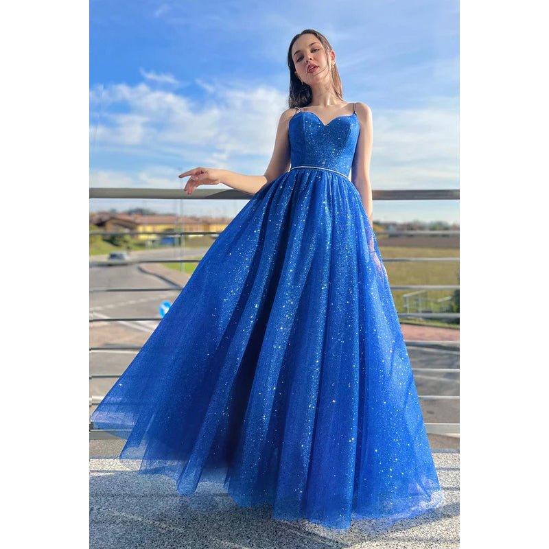 Vestido de fiesta formal de noche sin mangas, corte en A, escote corazón, cinturón de lentejuelas, sin mangas