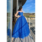 Vestido de fiesta formal de noche sin mangas, corte en A, escote corazón, cinturón de lentejuelas, sin mangas