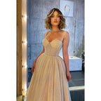 Vestido de fiesta formal de noche sin mangas con escote corazón y lentejuelas, corte en A