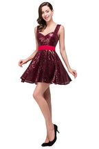 Vestido de graduación de lentejuelas con escote corazón y corte en A