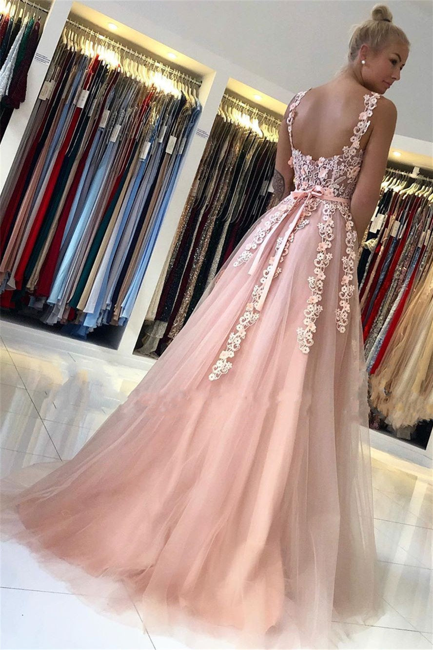 Vestidos de fiesta largos de corte A, sin mangas, con escote corazón y espalda descubierta con apliques de encaje