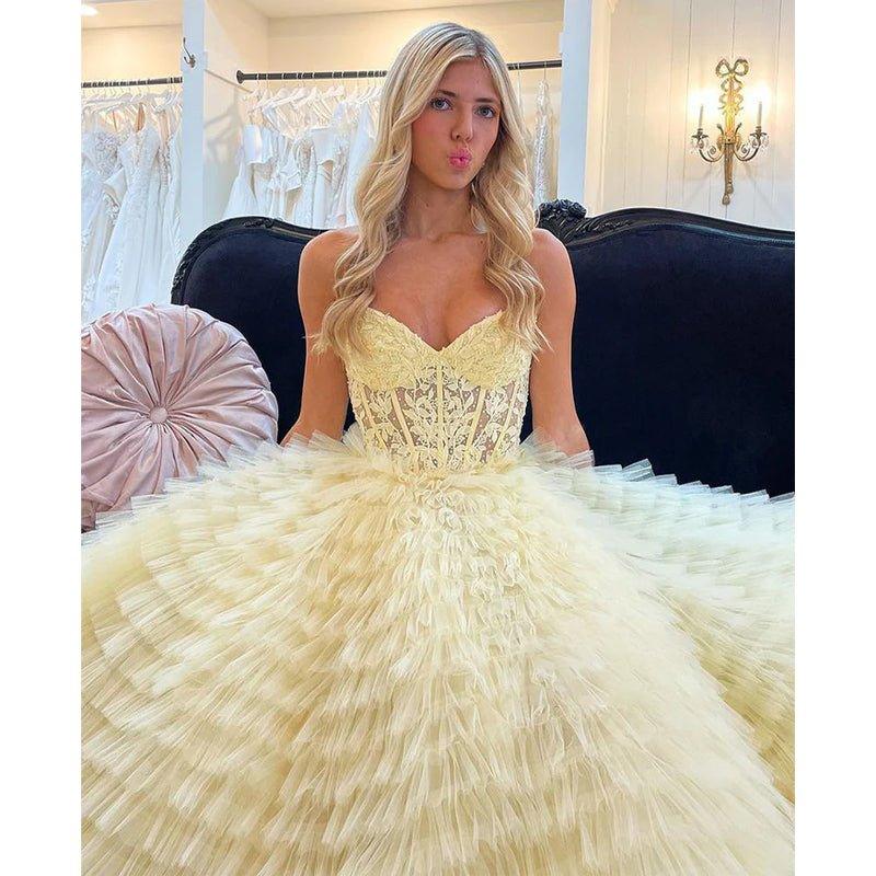 Vestido de baile de tul sin tirantes con escote corazón y corte en A, vestido de fiesta de noche 