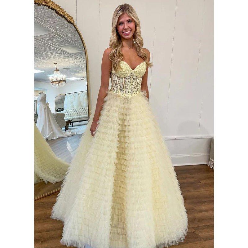 Vestido de baile de tul sin tirantes con escote corazón y corte en A, vestido de fiesta de noche 