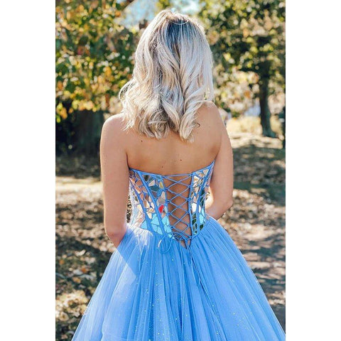 Vestido formal de noche de graduación sin mangas con escote en forma de A de tul con cuentas y escote en forma de corazón