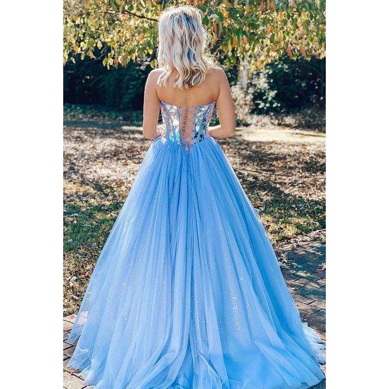 Vestido formal de noche de graduación sin mangas con escote en forma de A de tul con cuentas y escote en forma de corazón