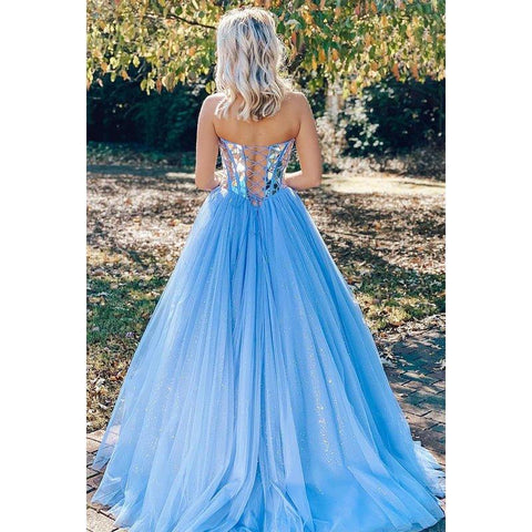 Vestido formal de noche de graduación sin mangas con escote en forma de A de tul con cuentas y escote en forma de corazón