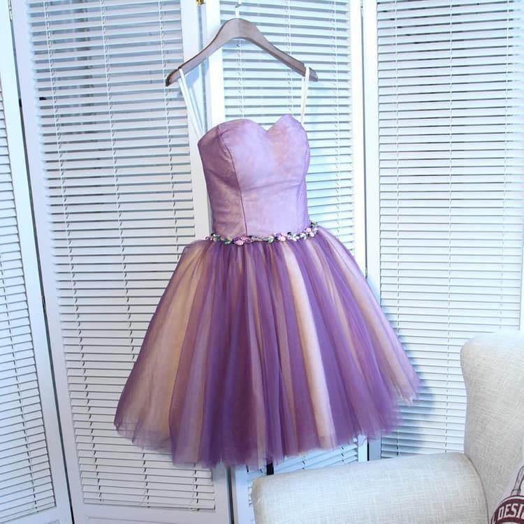 Vestido de fiesta corto de tul con escote corazón y corte en A, modelo PD391