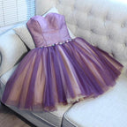 Vestido de fiesta corto de tul con escote corazón y corte en A, modelo PD391