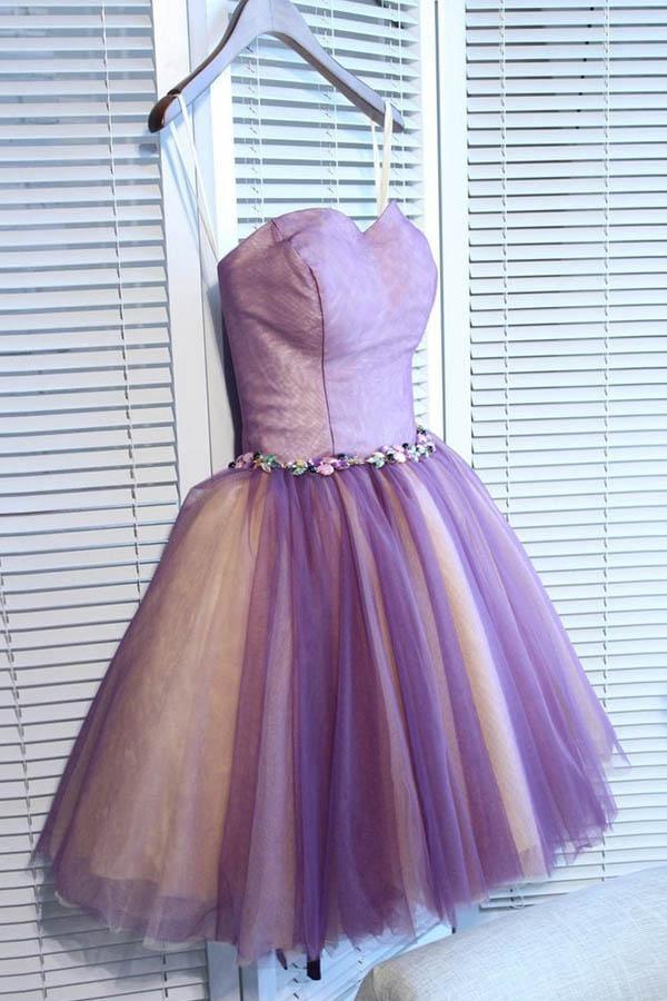 Vestido de fiesta corto de tul con escote corazón y corte en A, modelo PD391