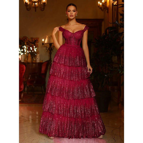 Vestidos largos de fiesta formales de tul con escote corazón y corte en A 